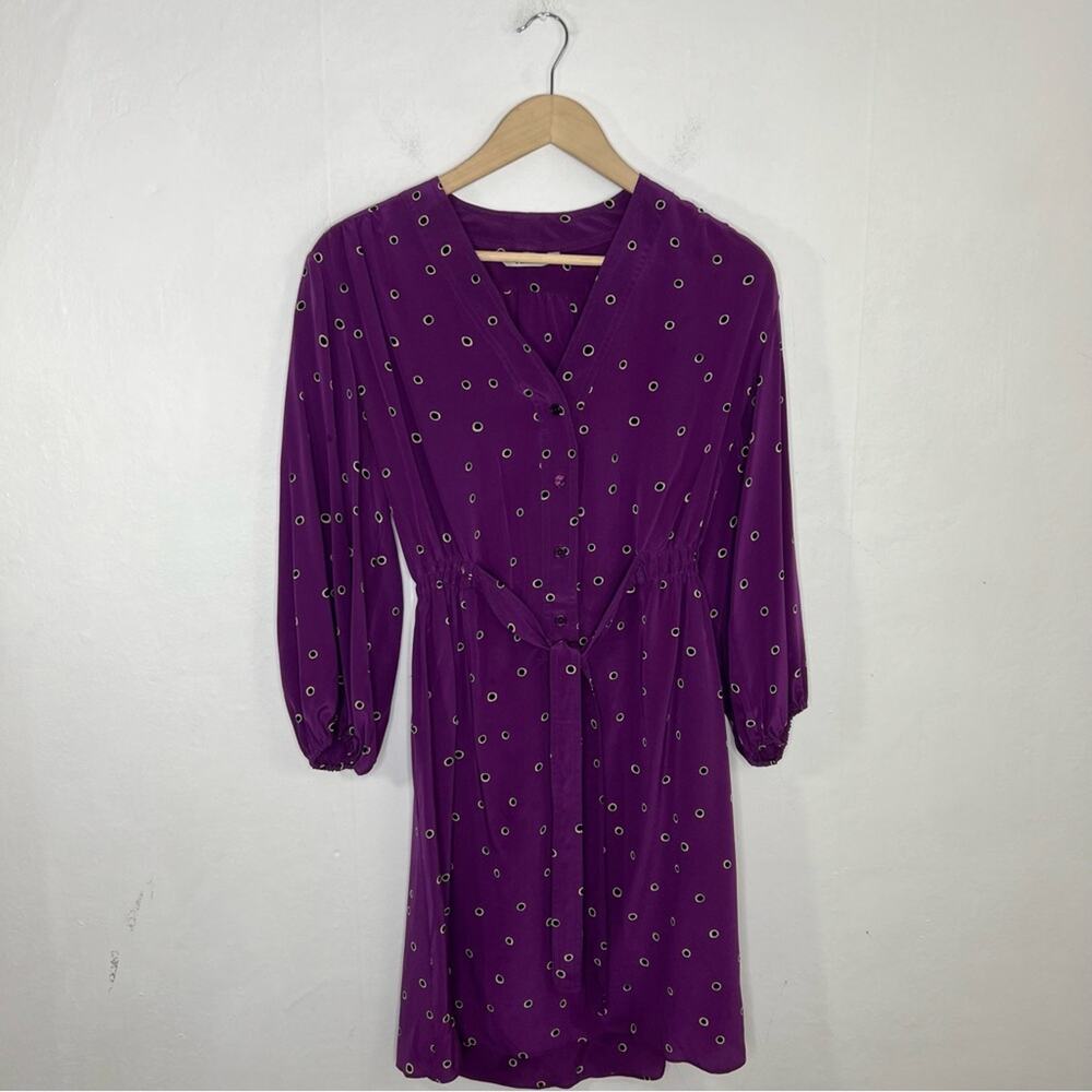 TUCKER NYC Purple Black Dot Tunic Dress Size Large